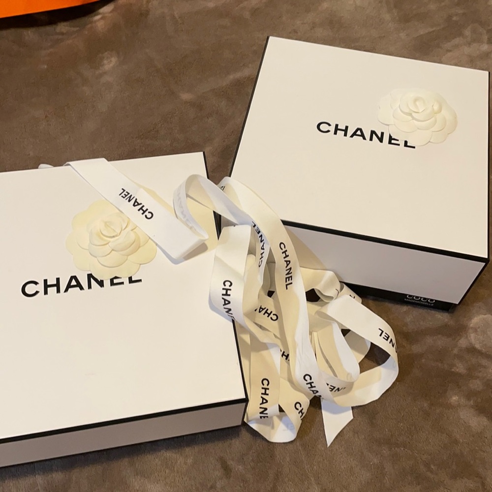 Chanel box with ribbon and flower